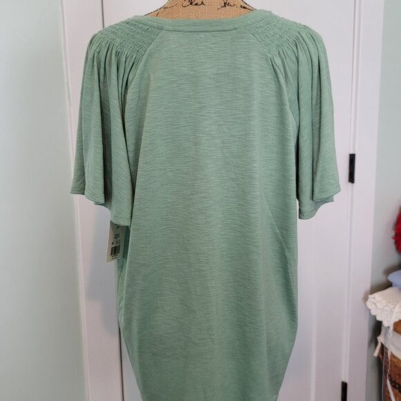 Wonderly Tunic Top Pale Green Plus Size 1X Great Transition Piece - Picture 2 of 9